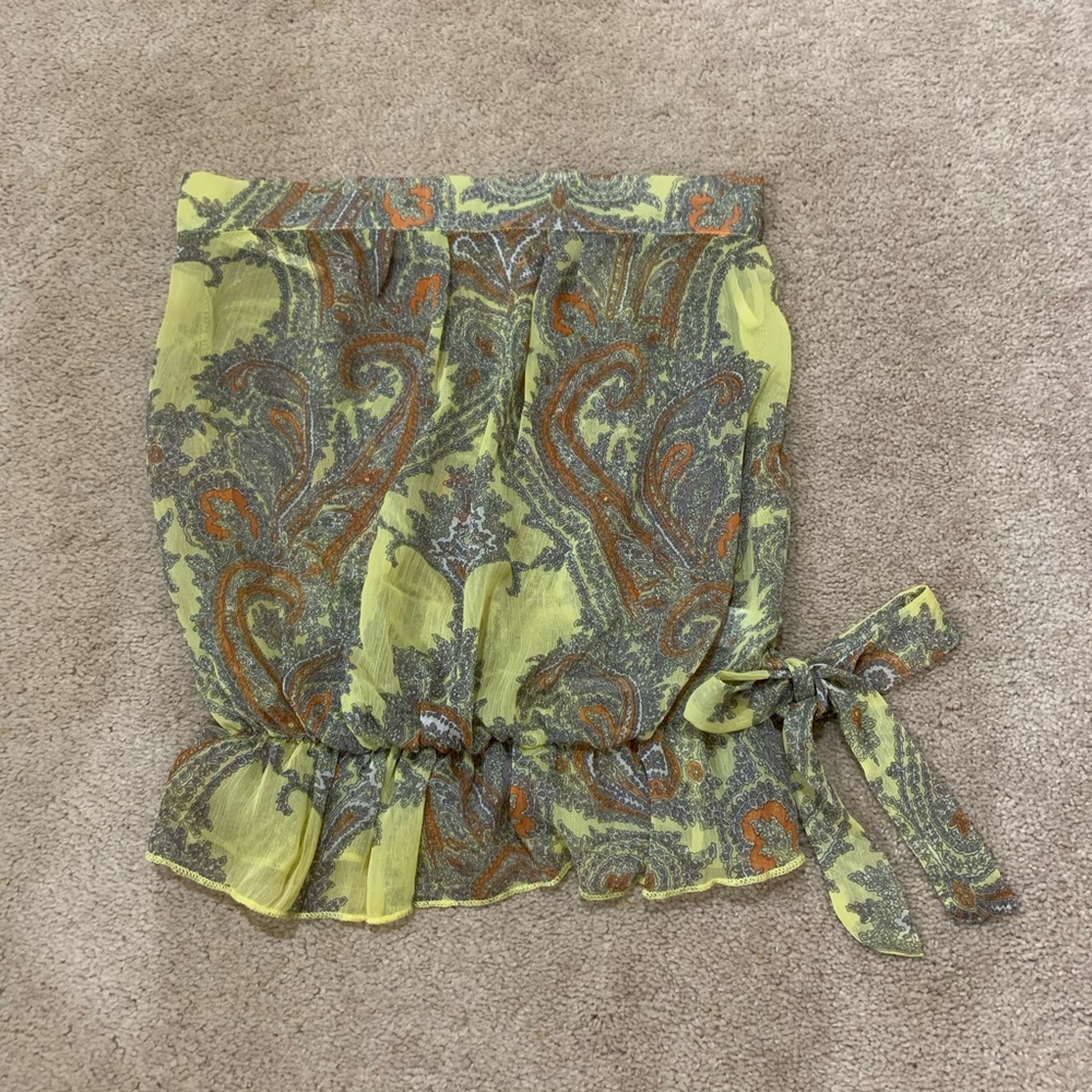 Yellow paisley strapless top